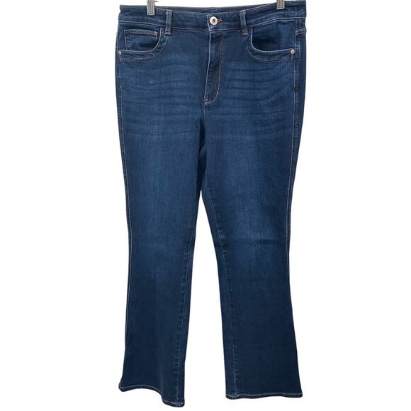 J. Jill High Rise‎ Boot Cut Dark Wash Jeans Womens 12R Classic Denim Spring - Picture 1 of 15
